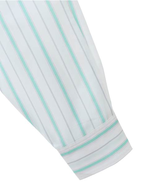【BASERANGE/ ベースレンジ 】オーガニックコットンミックスビッグシャツ 詳細画像 水色Stripe 4