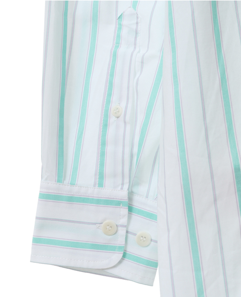 【BASERANGE/ ベースレンジ 】オーガニックコットンミックスビッグシャツ 詳細画像 水色Stripe 6