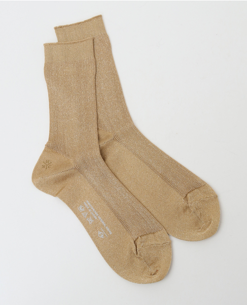 【MARCOMONDE/マルコモンド】glitter ribbed socks 20 詳細画像 ゴールド 2