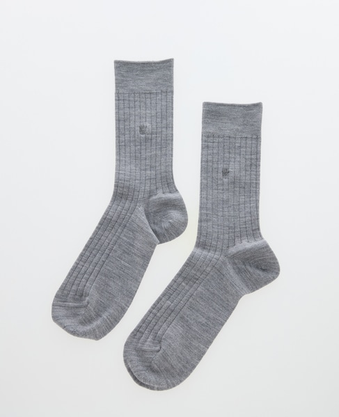 【MARCOMONDE/マルコモンド】wide ribeed wool socks 24 詳細画像 グレー 1