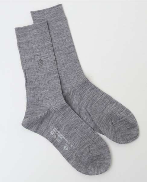 【MARCOMONDE/マルコモンド】wide ribeed wool socks 24 詳細画像 グレー 4