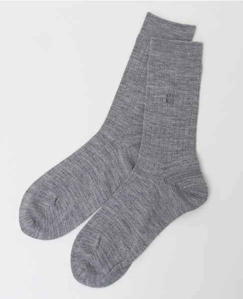 【MARCOMONDE/マルコモンド】wide ribeed wool socks 24 詳細画像 グレー 5