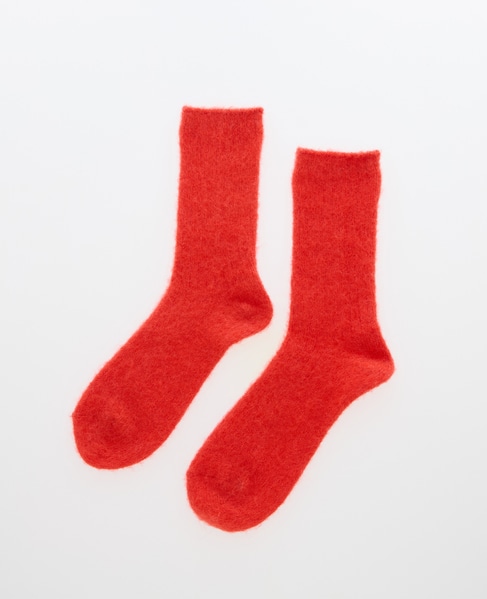 【MARCOMONDE/マルコモンド】mohair ribbed socks 詳細画像 レッド 1