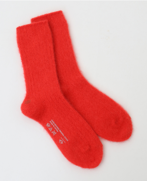 【MARCOMONDE/マルコモンド】mohair ribbed socks 詳細画像 レッド 4