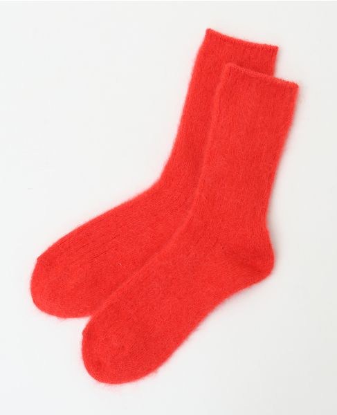 【MARCOMONDE/マルコモンド】mohair ribbed socks 詳細画像 レッド 5