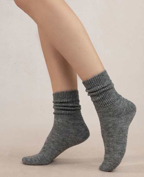 【BLEUFORET/ブルーフォレ】ALPACA WOOL SOCKS 詳細画像 杢グレー 7