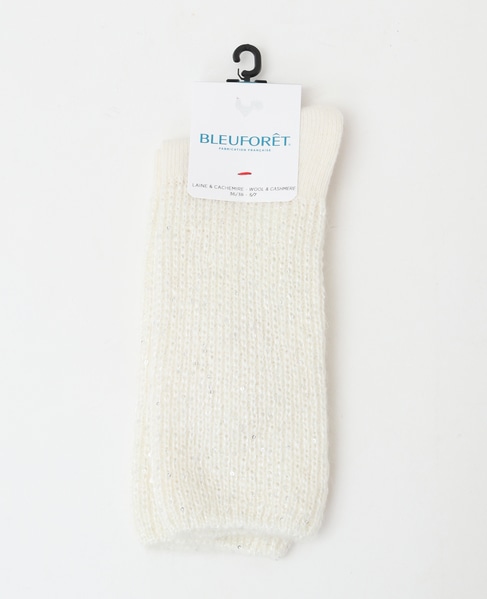 【BLEUFORET/ブルーフォレ】CASHMERE SOCKS SPANGLES PATTERN 詳細画像 生成り 1