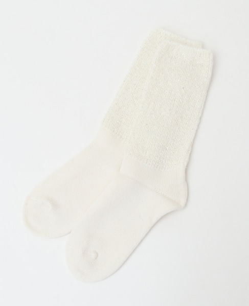 【BLEUFORET/ブルーフォレ】CASHMERE SOCKS SPANGLES PATTERN 詳細画像 生成り 2