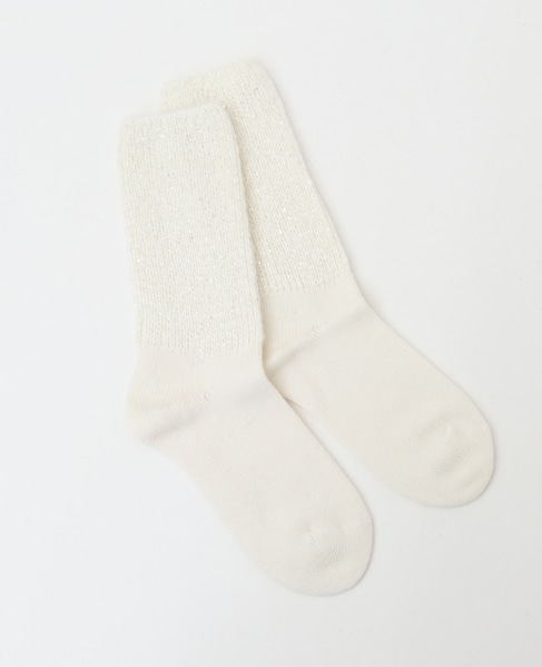 【BLEUFORET/ブルーフォレ】CASHMERE SOCKS SPANGLES PATTERN 詳細画像 生成り 3