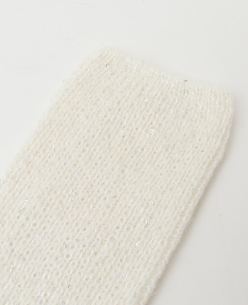 【BLEUFORET/ブルーフォレ】CASHMERE SOCKS SPANGLES PATTERN 詳細画像 生成り 4