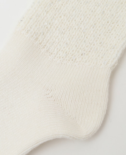 【BLEUFORET/ブルーフォレ】CASHMERE SOCKS SPANGLES PATTERN 詳細画像 生成り 5