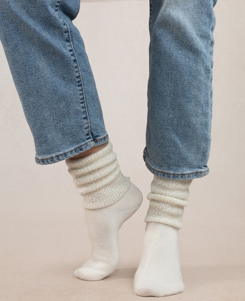 【BLEUFORET/ブルーフォレ】CASHMERE SOCKS SPANGLES PATTERN 詳細画像 生成り 7