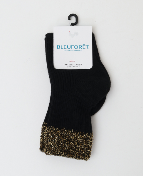 【BLEUFORET/ブルーフォレ】RIBBED ANKLE SOCKS GARLAND PATTERN 詳細画像 ブラック 1