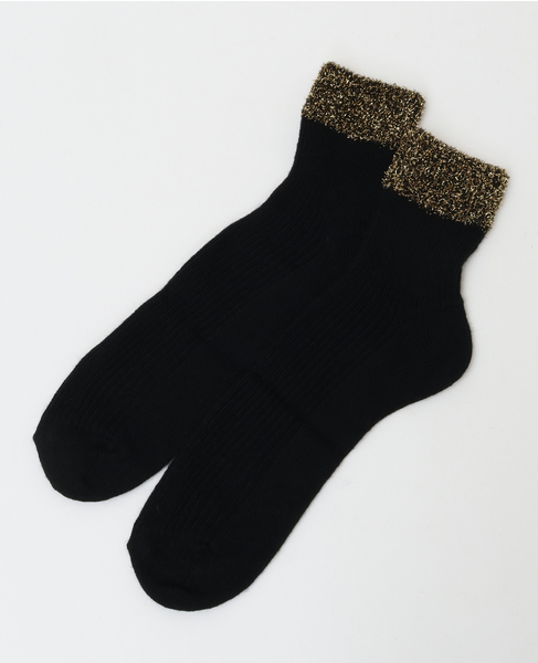 【BLEUFORET/ブルーフォレ】RIBBED ANKLE SOCKS GARLAND PATTERN 詳細画像 ブラック 2