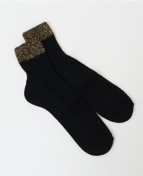 【BLEUFORET/ブルーフォレ】RIBBED ANKLE SOCKS GARLAND PATTERN 詳細画像 ブラック 3