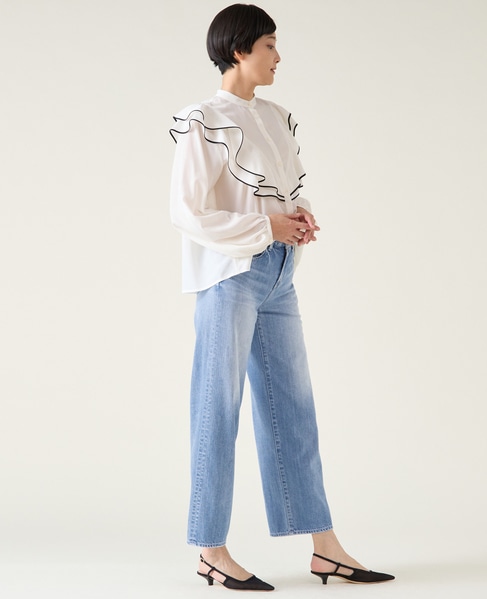 バイカラーパイピングブラウス 詳細画像 ホワイト 5