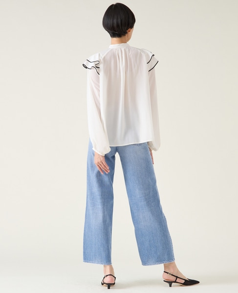 バイカラーパイピングブラウス 詳細画像 ホワイト 6