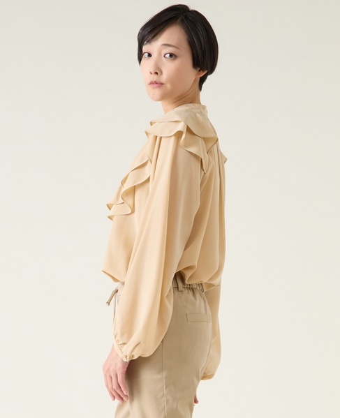 バイカラーパイピングブラウス 詳細画像 ベージュ 2