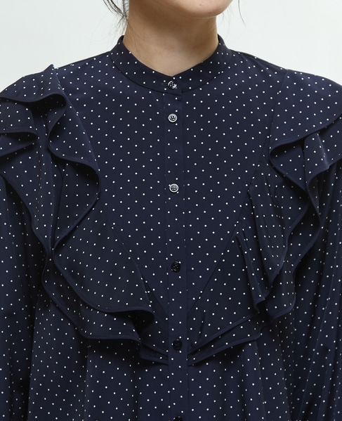 バイカラーパイピングブラウス 詳細画像 ネイビー 10