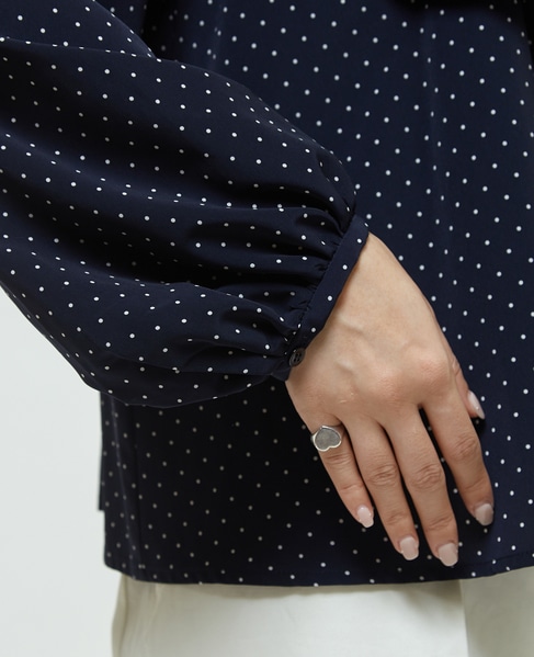 バイカラーパイピングブラウス 詳細画像 ネイビー 13