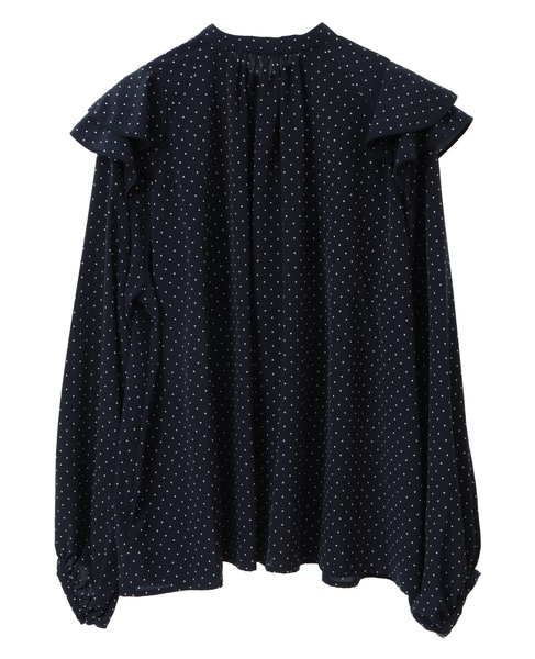 バイカラーパイピングブラウス 詳細画像 ネイビー 15