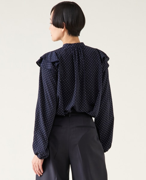 バイカラーパイピングブラウス 詳細画像 ネイビー 3