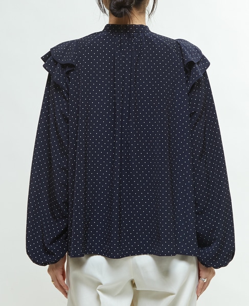 バイカラーパイピングブラウス 詳細画像 ネイビー 9