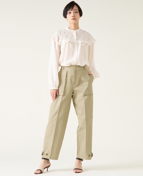 レースジョーゼットコンビブラウス 詳細画像 オフ 3