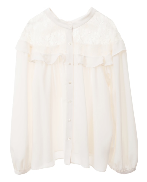 レースジョーゼットコンビブラウス 詳細画像 オフ 5