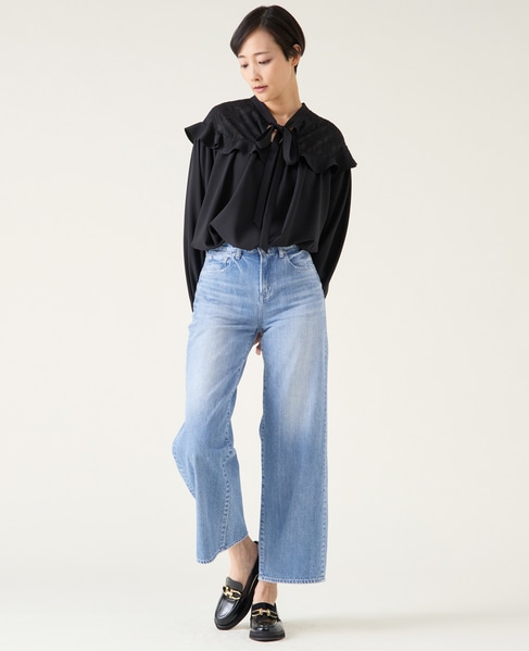 レースジョーゼットコンビブラウス 詳細画像 ブラック 3