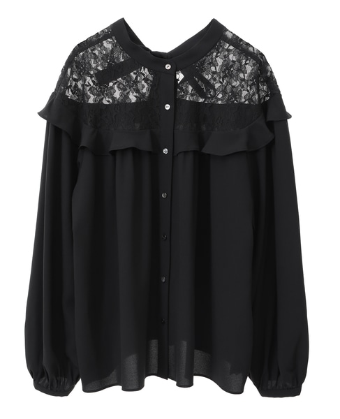 レースジョーゼットコンビブラウス 詳細画像 ブラック 5