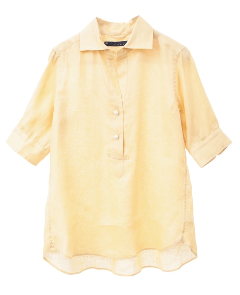 《定番》五分袖パールスキッパー 詳細画像 イエロー 1