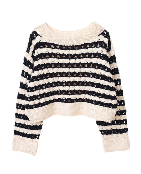 ケーブルアイレットプルオーバー 詳細画像 オフ×ネイビー 12