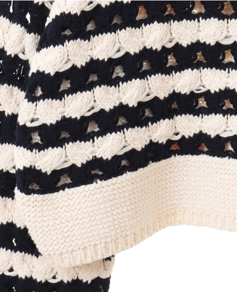 ケーブルアイレットプルオーバー 詳細画像 オフ×ネイビー 16