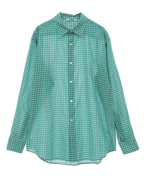 【AURALEE/オーラリー】AIRY LIGHT COTTON CHECK BIG SHIRT 詳細画像 グリーン 1