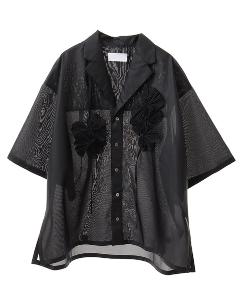 【MARGE /マージ 】Calenser finiahing open collar shirt 詳細画像 ブラック 1