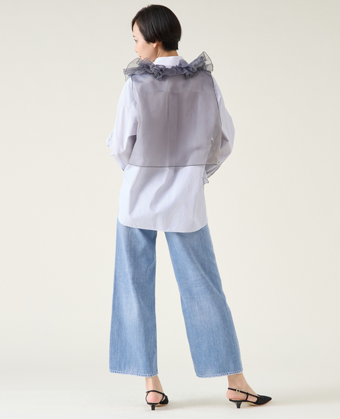 【MARGE /マージ 】Chambray organdy ruffle collae gilet 詳細画像 グレー 10