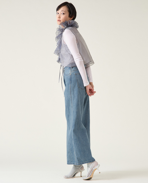 【MARGE /マージ 】Chambray organdy ruffle collae gilet 詳細画像 グレー 7