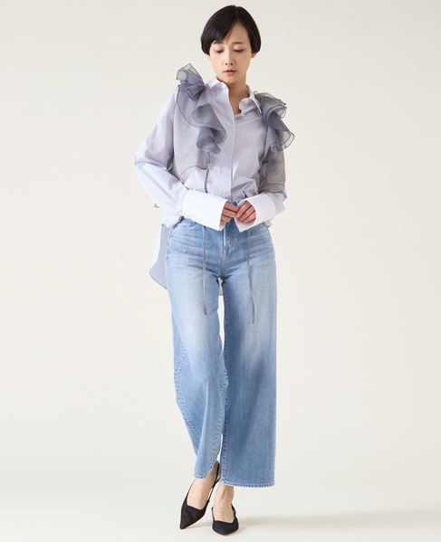 【MARGE /マージ 】Chambray organdy ruffle collae gilet 詳細画像 グレー 8