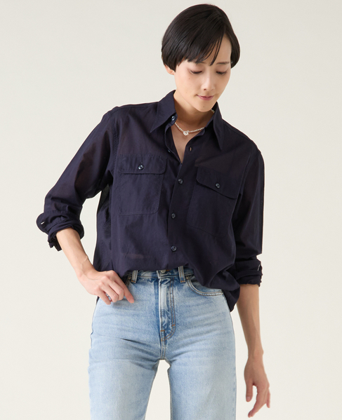 《別注》【MADISONBLUE / マディソンブルー】MB251-5101MQ  HAMPTON SHIRT COTTON VOILE 詳細画像 ネイビー 1