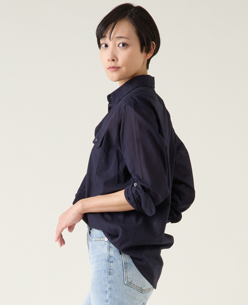 《別注》【MADISONBLUE / マディソンブルー】MB251-5101MQ  HAMPTON SHIRT COTTON VOILE 詳細画像 ネイビー 2