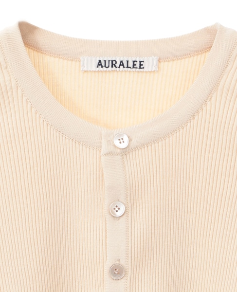 【AURALEE/オーラリー】*COTTON HIGH GAUGE RIB KNIT CROPPED CREW NECK CARDIGAN 詳細画像 ベージュ 3