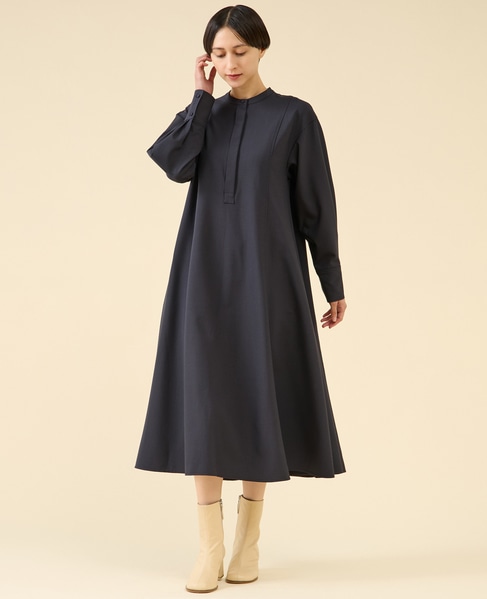 ウールボリュームフレアワンピース 詳細画像 ネイビー 1