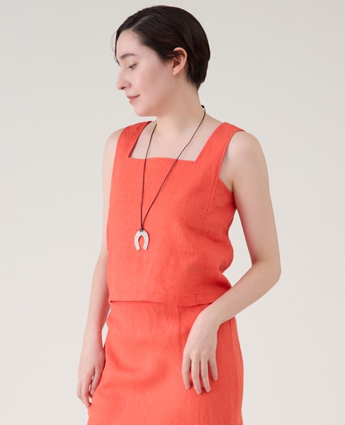 ウォッシュリネンノースリーブブラウス（セットアップ可） 詳細画像 レッド 2