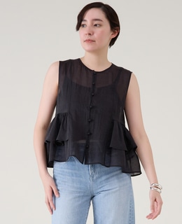 ティアードノースリーブブラウス