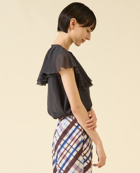 シフォンジョーゼットブラウス 詳細画像 ブラック 2