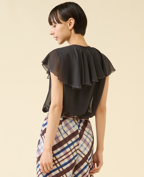 シフォンジョーゼットブラウス 詳細画像 ブラック 3
