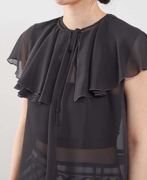シフォンジョーゼットブラウス 詳細画像 ブラック 7