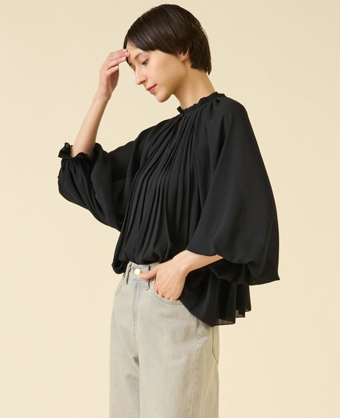 プリーツブラウス 詳細画像 ブラック 2