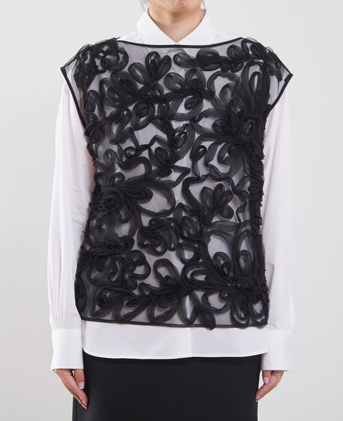 テープ刺繍ブラウス 詳細画像 ブラック 7